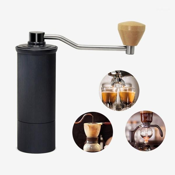 

portable manual coffee beans grinder hand crank coffee mill aluminum alloy mini hand-operated grinder for home kitchen1