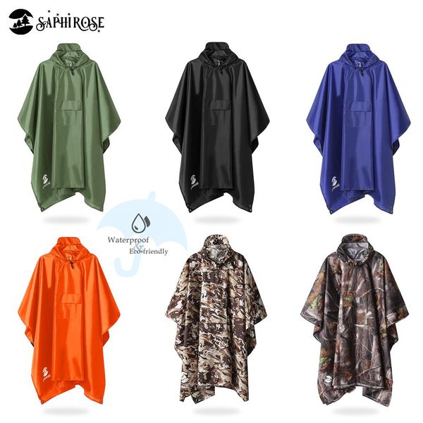 

saphirose 3 в 1 дождь с капюшоном пончо водонепроницаемая плащ куртка для мужчин женщин взрослых на открытом воздухе коврик для палатки wmtp