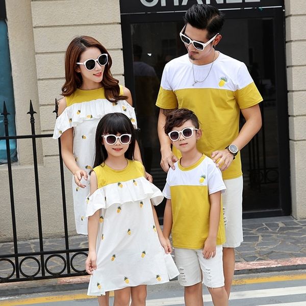 

family matching outfits mother and daughter father and son clothes family look girl dress brother t-shirt little sister lj201111, Blue