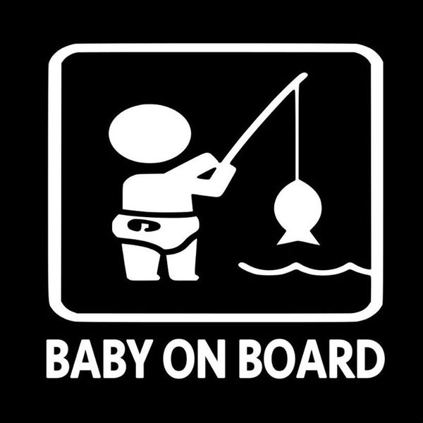 

10.2cm*10.2cm baby on board decorative vinyl car sticker decals with fishing words black/silver c10-00164