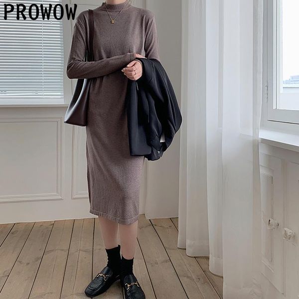 

one-piece elegant knit dress for women sweater dress 2020 new autumn loose oversize knitted woman plus size simple dresses, Black;gray