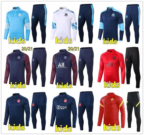 

20 21 kids football training suit soccer tracksuit 2020 2021 kids football tracksuit survetement chandal jogging sets, Black