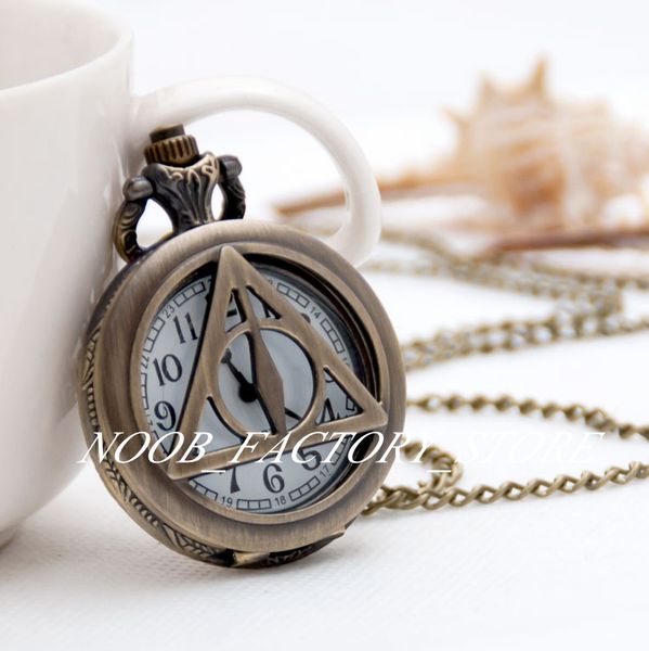 

new quartz vintage medium potter deathly hallows pocket watch necklace retro jewelry sweater chain fashion watches gift watch, Slivery;golden