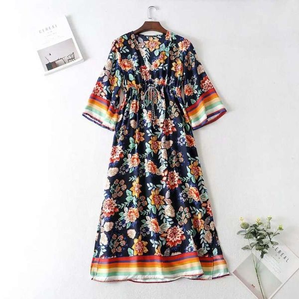 

women's wind new 2020 waist summer drawstring print dress a8ns172, Black;gray