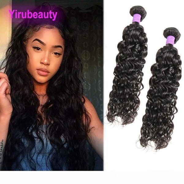 

indian virgin human hair extensions water wave two bundles indian human weaves 2 bundles wet and wavy curly 8-28inch, Black;brown