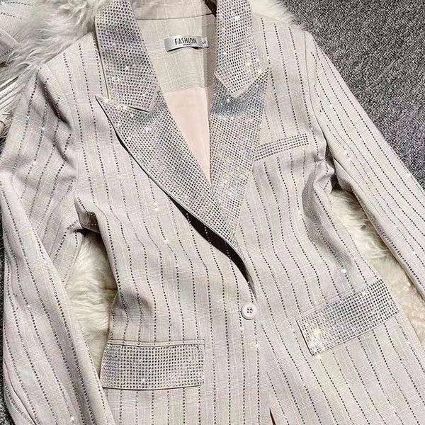 

women shining diamonds blazer single button spring autumn high street blazer coat1, White;black