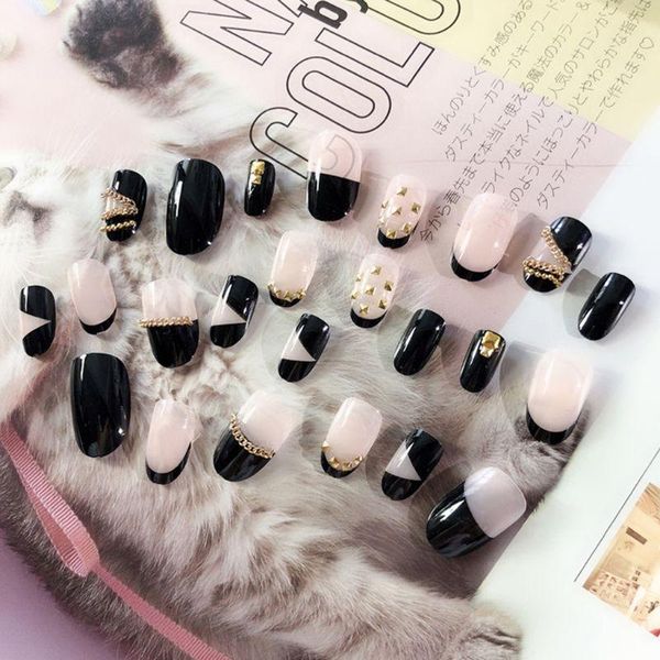 

24pcs fashion acrylic art tips false toe fake nails manicure tools, Black