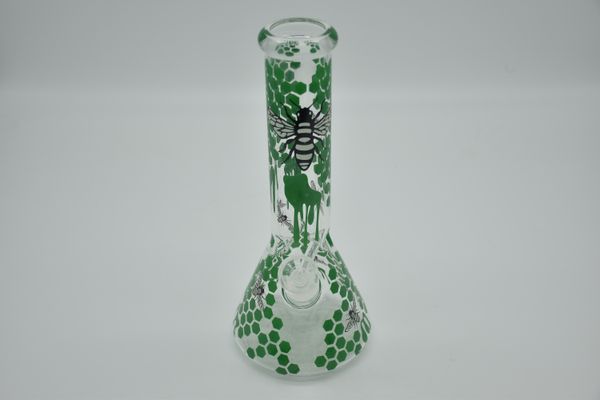 10 polegadas 8cm brilho no escuro borboleta de borboleta verde tema vidro beaker bong halloween hookah tubulação de vidro garrafas de água