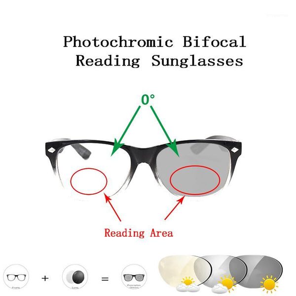 

2020 rivets bifocal pchromic reading glasses for women presbyopia eyewear men outdoor driving eyeglasses magnifier1, White;black