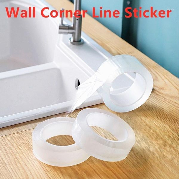 Wandaufkleber 1PC Keramikaufkleber Ecklinie PVC Wasserdichtes Küchenband Selbstklebende transparente Lieferungen