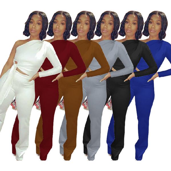 

women's trench coats long sleeve open hand style off shoulder pants set 6 color 2-piece suit, Tan;black