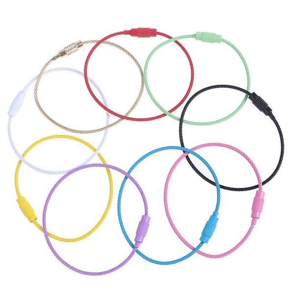

brand new 1pc stainless steel wire rope keychain stainless steel wire keychain carabiner cable keychain outdoo qylppc