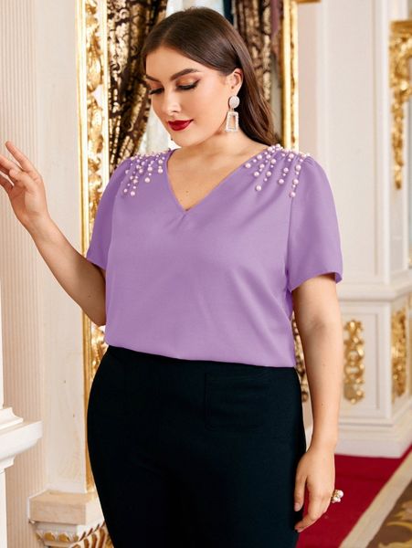 

plus pearl beaded x27k#, Black