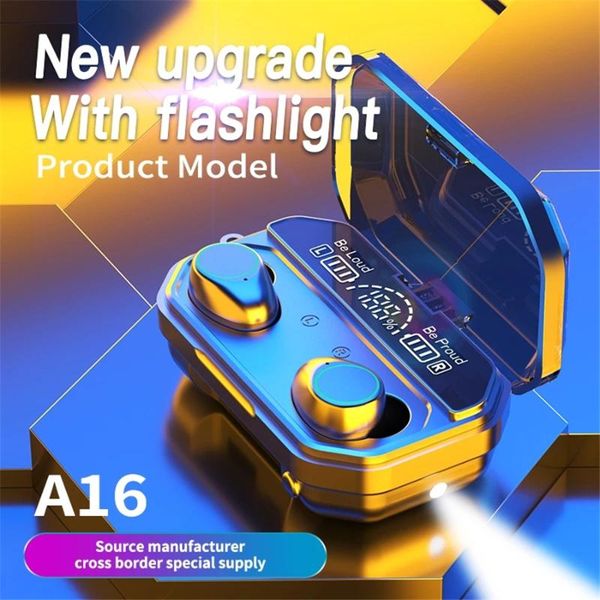 

a16 tws bluetooth headset sports wireless headphone stereo gaming earphone waterproof 2000mah power bank erbuds with microphones