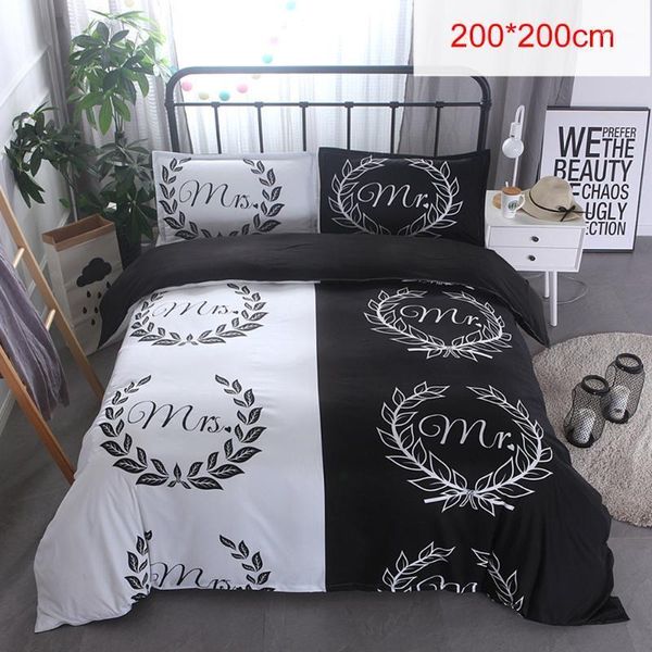 

3pcs luxury couple 3d print black/white duvet cover set bedding pillowcase1