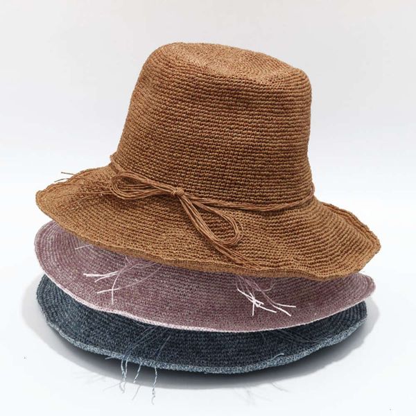 

grass hat lady lafite fashion pure hand mixed color sun hat foldable seaside anti ultraviolet beach hat, Blue;gray