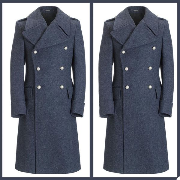 

thick wool men suits metal button custom made foamal business men suits tuxedos peaked lapel blazer long coat, Black;gray