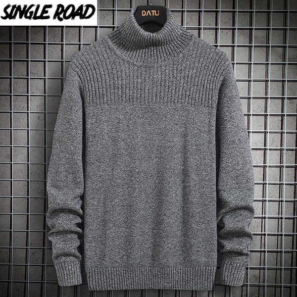 

singleroad mens turtleneck sweater men 2020 winter solid jumper high collar harajuku oversized sweaters korean grey sweater men, White;black