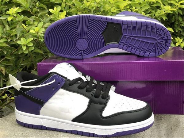 

new authentic dunk sb low court purple skateboard shoes black toe white sneaker men women outdoor sports shoes with box size 36-46