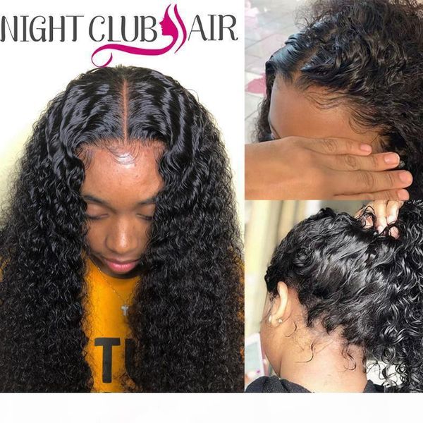 

long lace front human hair wigs deep curly frontal wig curly closure wigs kinky wig for black women, Black;brown