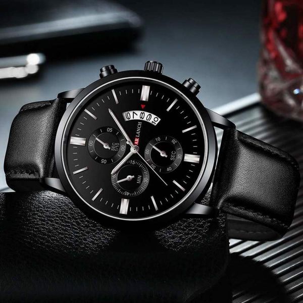 

watch men's belt waterproof calendar watch quartz watch, Slivery;brown