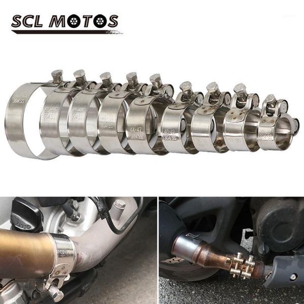 

scl motos 1pc 26-63mm motorcycle stainless steel single exhaust pipe clamp clip tube for slip-on type muffler motorbike parts1