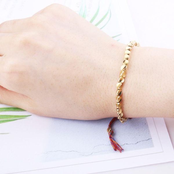 

handmade tibetan copper bead bracelet buddhist braided cotton luck rope bracelet x7ya, Golden;silver