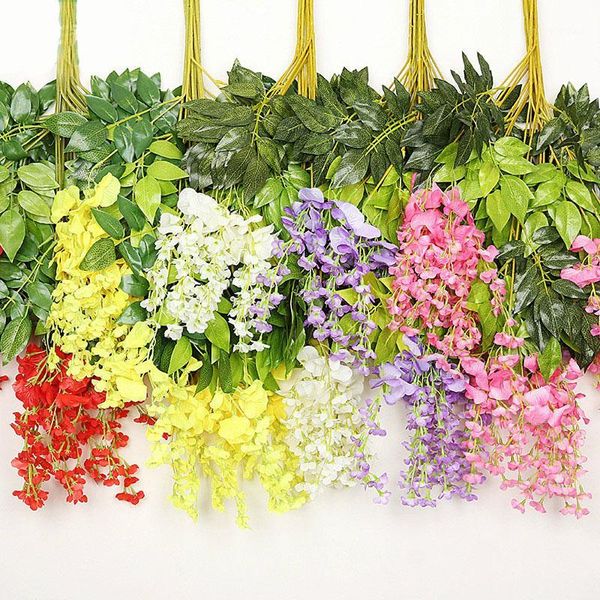 

decorative flowers & wreaths 12pcs 105-110cm artificial wisteria flower rattan wisterias simulation garlands bean vine flowers1