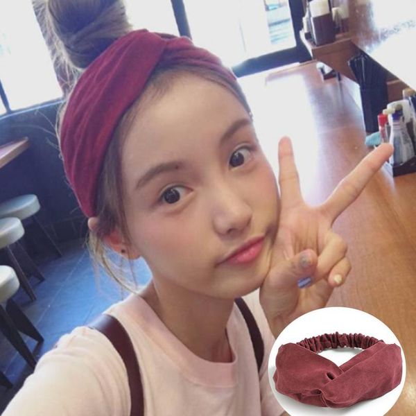 

suede headband cross knot elastic hairband girl headwear yoga sports fitness run headbands headdress headwear makeup jllmuw