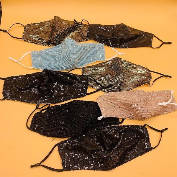 

face fashion seqions 3d silk sequins ice washable reusable mask fast ship adults women blingbling party masks fy90