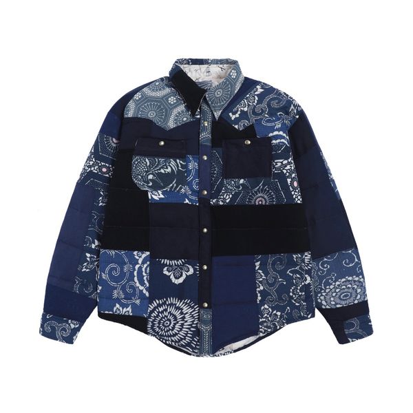 

falection mens 22ss visvim japan bandanna printed down coat parka winter outwear skiing set jacket, Black