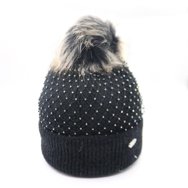 

beanie/skull caps fashion ladies shiny rhinestone beanie autumn winter women hat fabric skullies bonnet femme, Blue;gray