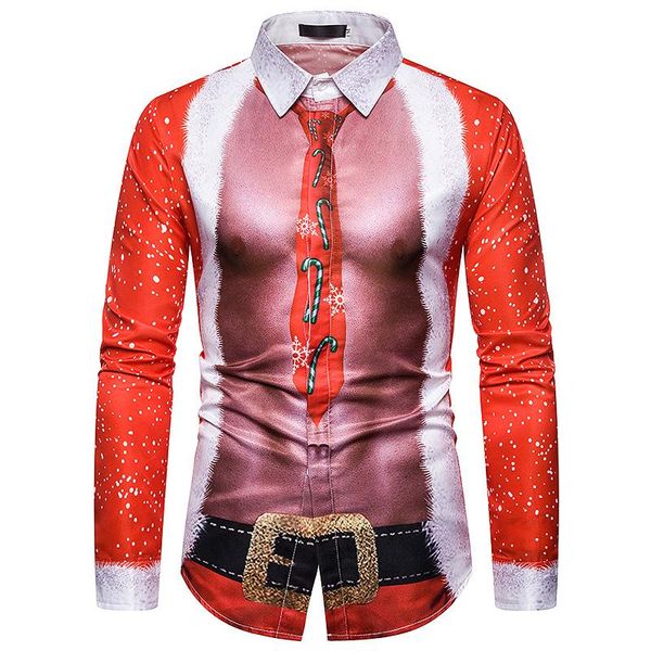 

men's casual shirts 2021 santa man funny shirt fake two snowflake printed christmas with lapel cosplay club, White;black