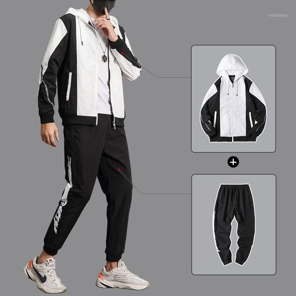 

men's tracksuits mens sport set 2021 fashion tracksuit men printed sweatshirts sweatpants male sweat suit casual hip hop joggers sets1, Gray