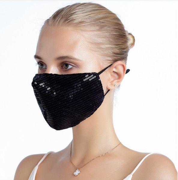 

luxury face paillette popular designer blingbling sequin mask washable reusable masks mascarillas protective