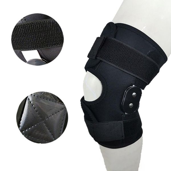 

knee brace polycentric hinges professional sports safety aluminium alloy knee support black pad guard protector strap, Black;gray