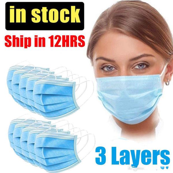 

ups ship within 24h 3-ply blue disposable mask dustproof nonwoven face mouth anti fog haze masks