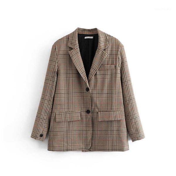 

women's suits & blazers casual plaid 2021 spring women blazer single breasted feminino notched collar long sleeve jacket fashion plaid1, White;black