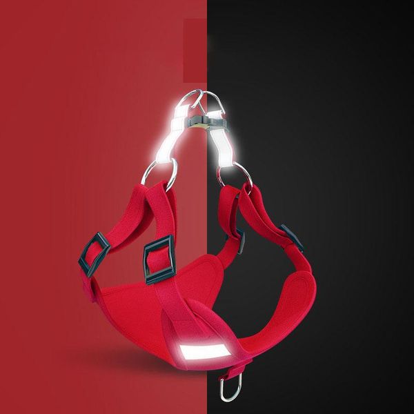 

pet supplies dog vest type traction rope chest back suit reflective dog rope suede cat chest back go out vest