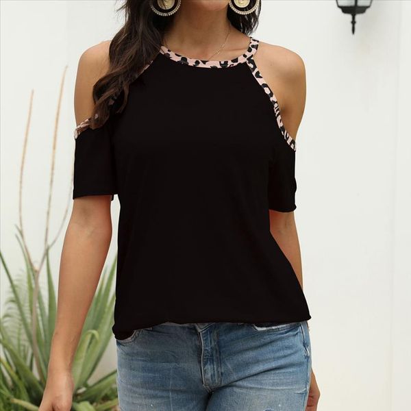 

womens blouse leopard print short sleeve round neck casual blouse summer streetwear womens blouses and elegant 2020, White