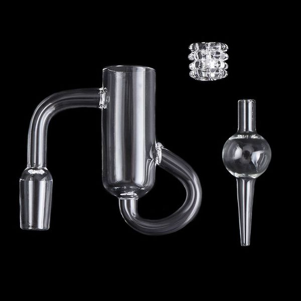 Fumar New Diamond Nó Loop Quartz Banger com Bubbler Carb Cap Insert 10mm 14mm 18mm Recycler Banger Nails para Bongos de Vidro