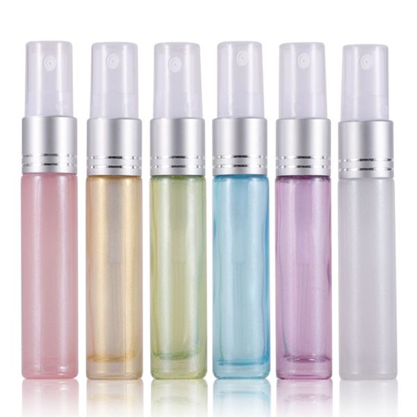 

100pcs/lot 10ml empty perfume bottles glsss spray bottle pearl color vial sample bottle silver cap