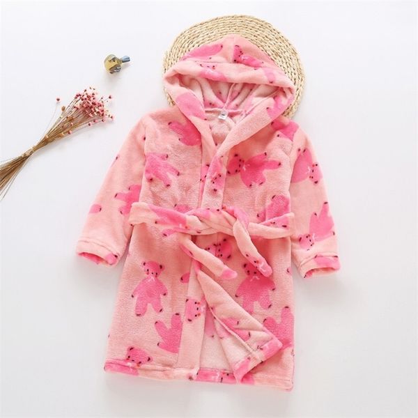 

lzh 2020 home wear bathrobe for children cute printting kids winter clothes warm babay boys nightgown soft new pajamas for girls lj201216, Blue;red