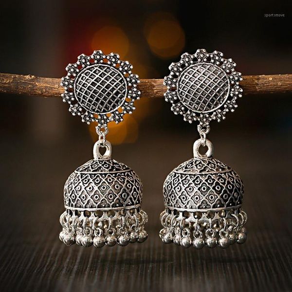 

dangle & chandelier jewelry thailand afghan women's sunflower carved water drop earrings oorbellen brincos boho vintage ethnic jhumka1, Silver