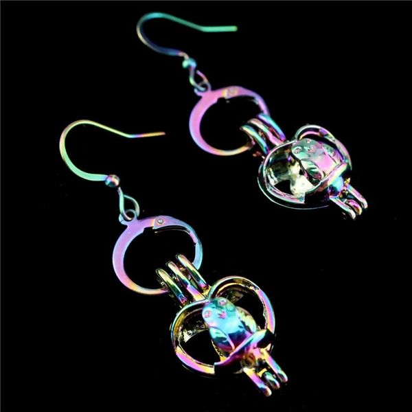 

ee-c397 радуга цвет сова жемчужная клетчатка подвеска серьги крючки с 5-8 мм пластиковые бусины ee-c397 радуга sqcnoa, Silver