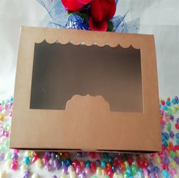 

gift wrap 20pcs 13.5*13.5*5cm white kraft cake boxes brown cardboard cupcake packaging box baking muffin cookies party supplies1