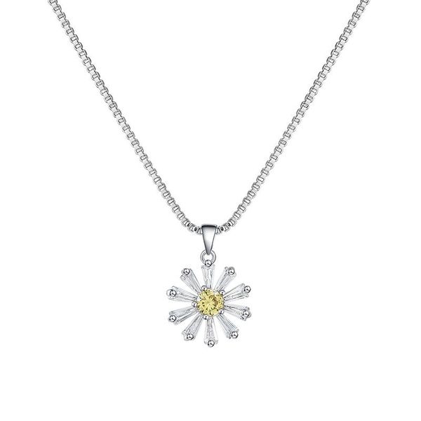 

weimanjingdian brand new arrival exquisite cubic zirconia crystal daisy pendant necklace for women, Silver