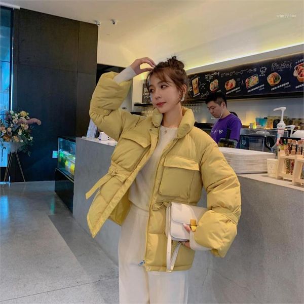 

stand collar slim buttons female coat winter womens outwear winter jackets autumn cotton padded chaqueta mujer invierno1, Black
