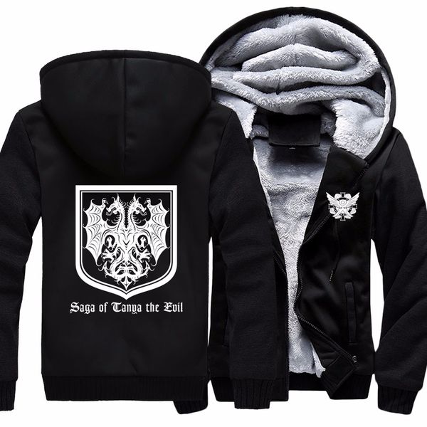 

2021 new us size men hoodies for anime saga of tanya the evil coat hoodie youjo senki women thicken cosplay jacket sweatshirts i7n4, Black