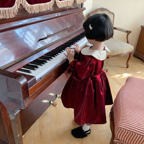 

girls' autumn winter 2020 new red plush warm long sve drs skirt, Red;yellow